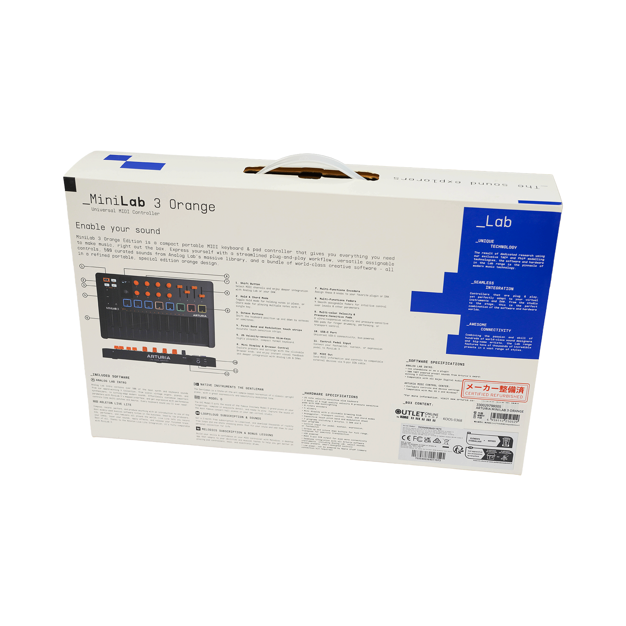 Arturia　コンパクトなオールインワンMIDIコントローラー　【MINILAB 3 ORANGE】 (コピー)