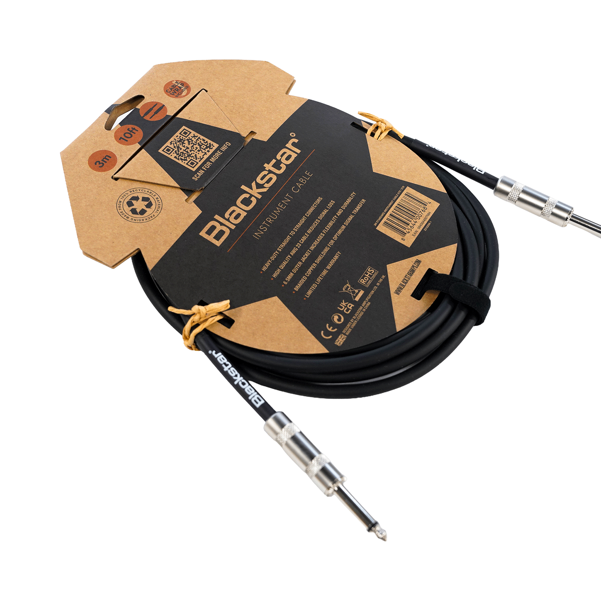 Blackstar ギター・ベース用高品質ギター・シールド・3ｍ【STANDARD CABLE 3MSTR/STR】