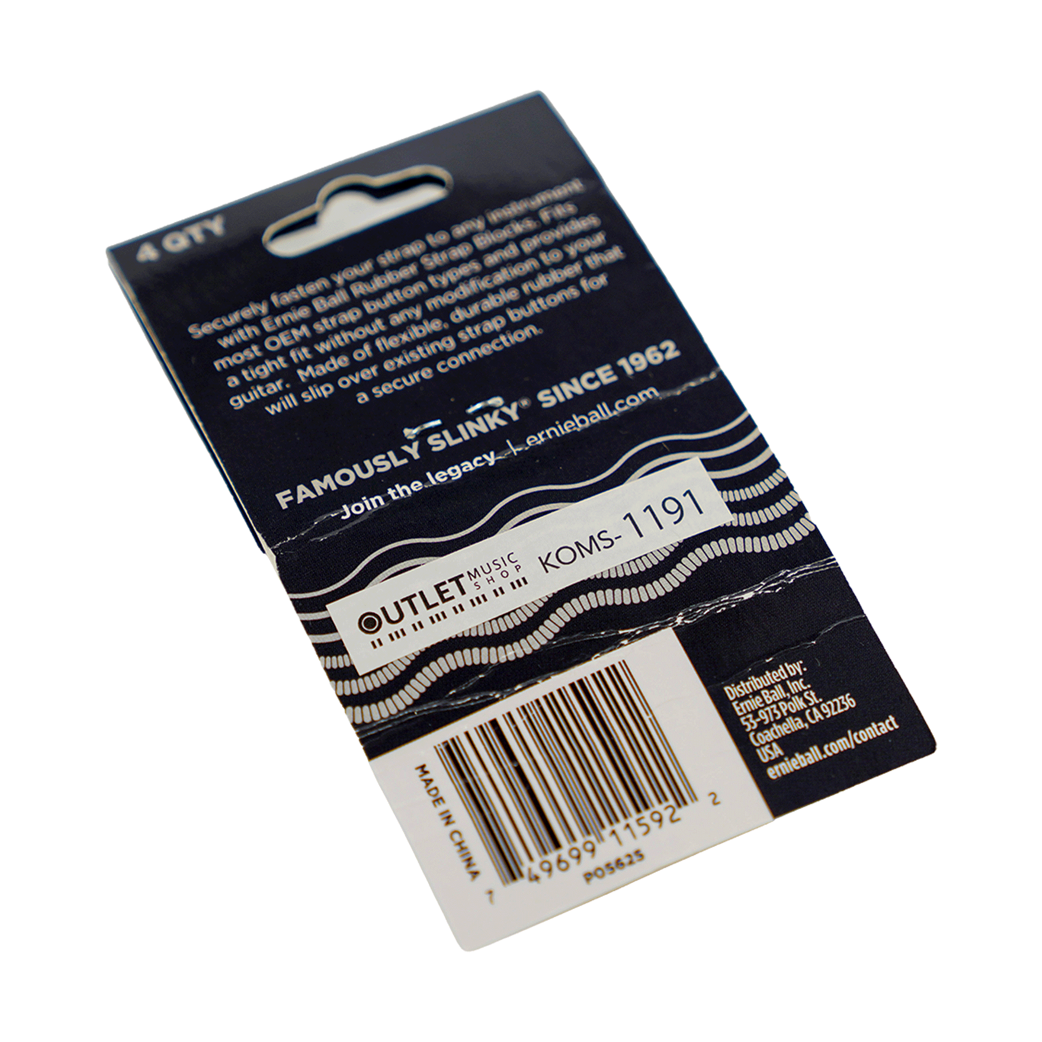 ERNIE BALL ストラップ・ブロック 4個入り 【5625 STRAP BLOCK GRAY】