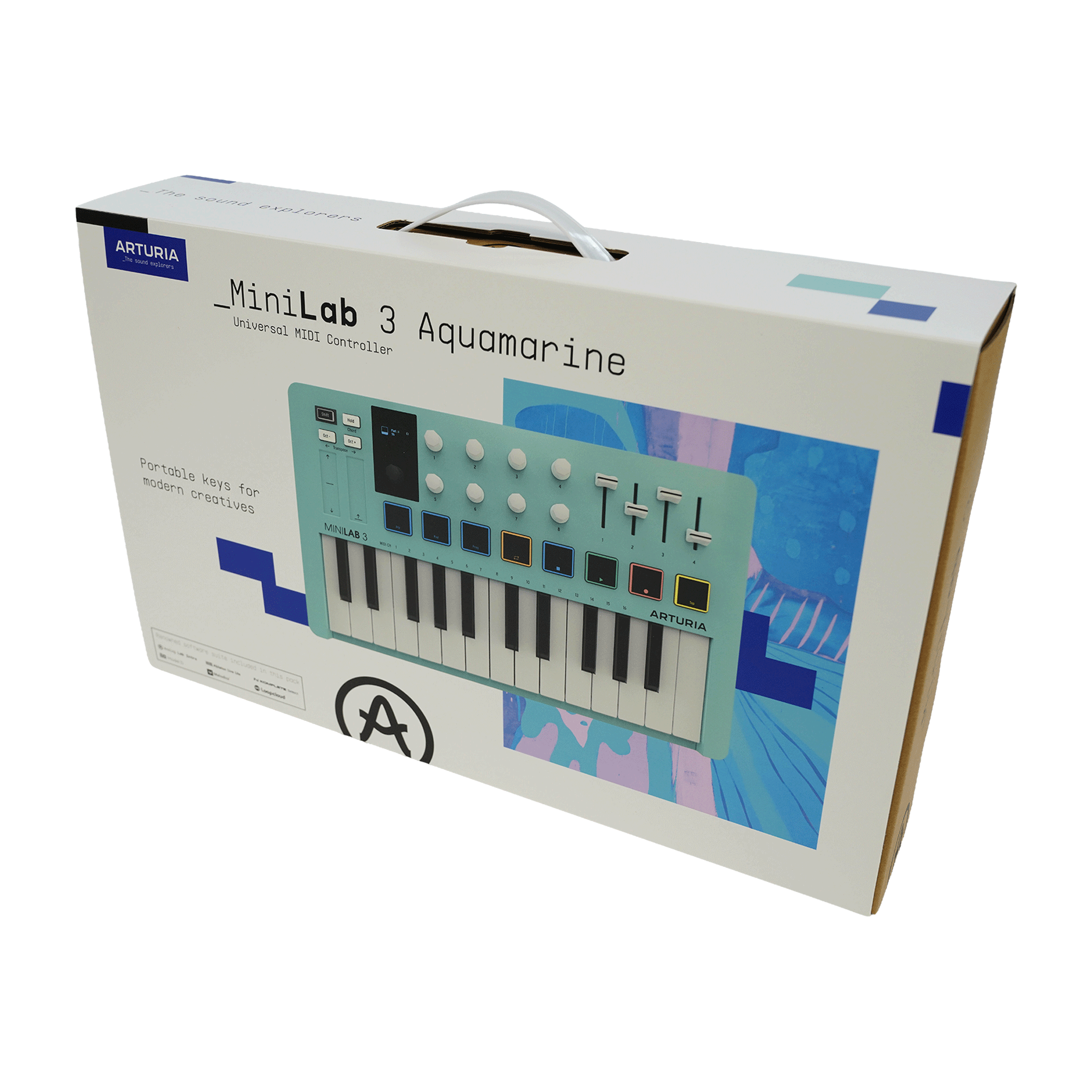 ARTURIA ソフトも充実！DTMに最適！オールインワンMIDIコントローラー【MINILAB 3 AQUAMARINE】