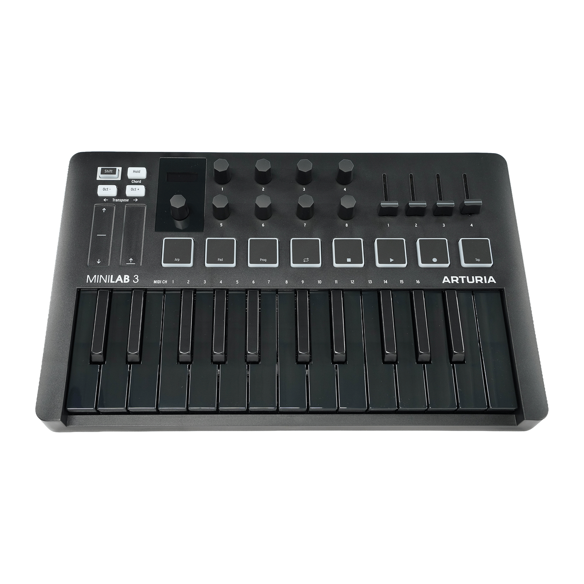 ARTURIA ソフトも充実！DTMに最適！オールインワンMIDIコントローラー【MINILAB 3 DEEP BLACK】