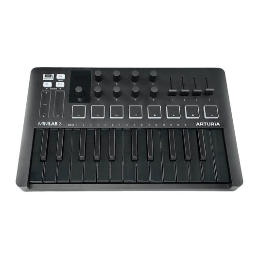 ARTURIA ソフトも充実！DTMに最適！オールインワンMIDIコントローラー【MINILAB 3 DEEP BLACK】