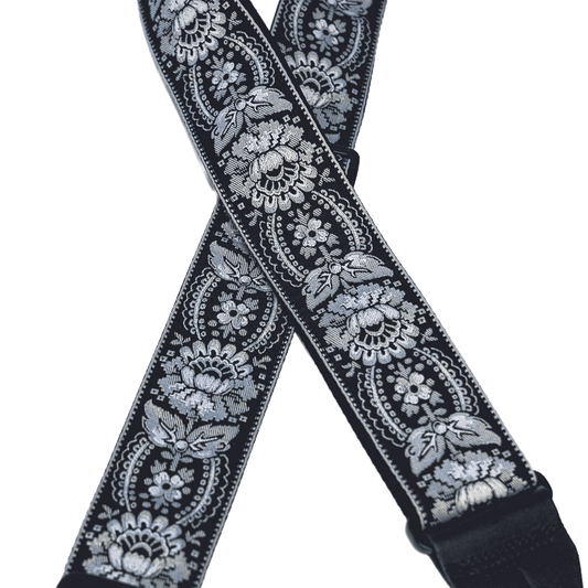 ErnieBall ストラップ【EB 4150 JACQUARD STRAP SILVER ORLEANS】