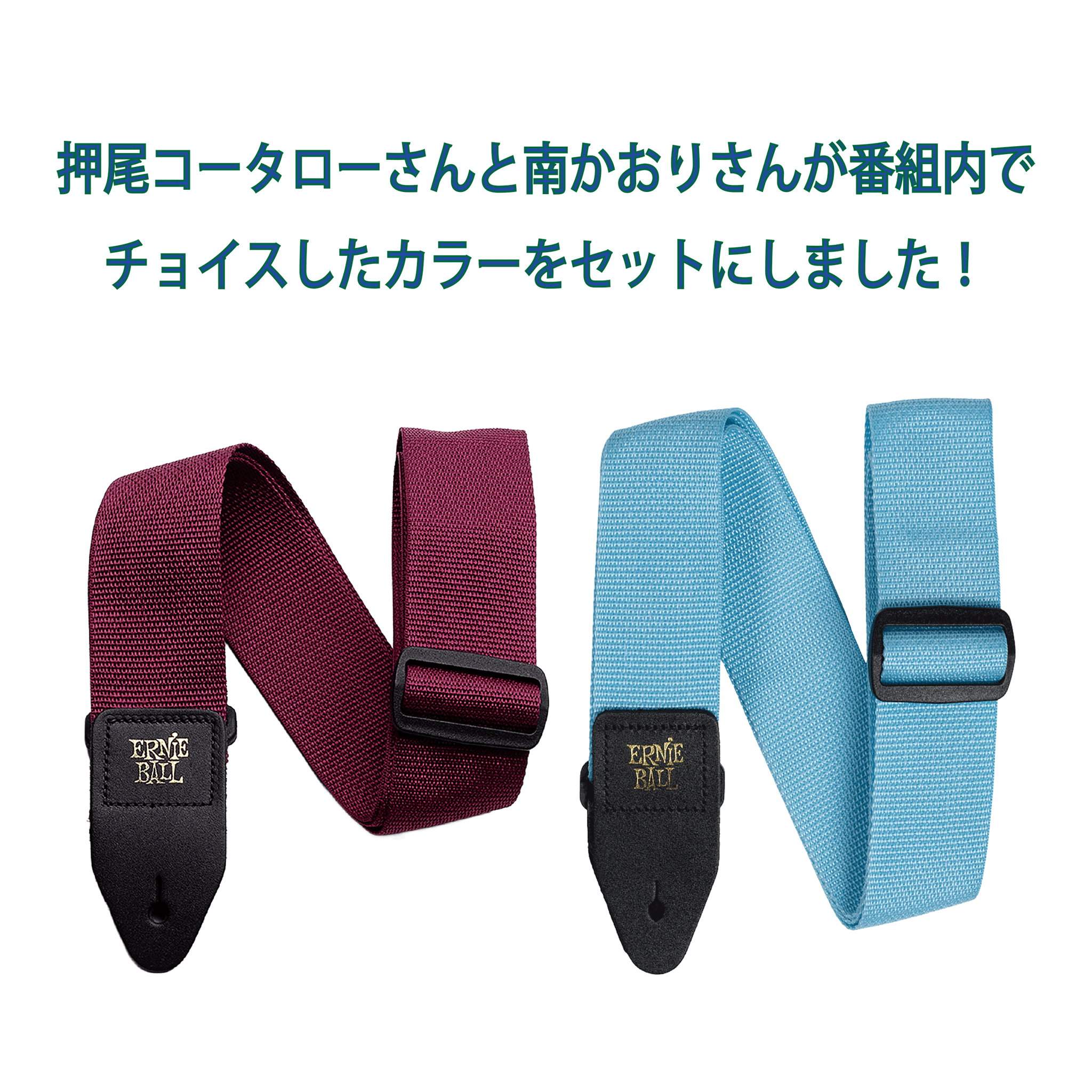 ＃押し弾き タイアップ製品＊ErnieBall  ストラップ2色セット【Polypro Guitar Strap/Bass Strap】